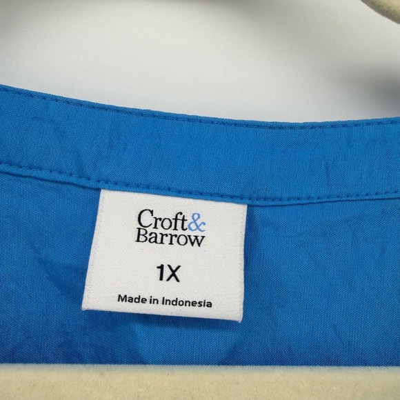 Croft & Barrow Blue Textured Button Up Shirt Plus Size 1X 3/4 Sleeve - Picture 4 of 8